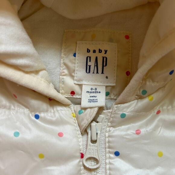 Baby GAP Puffer Snowsuit Bunting 0-3 Months Polka Dot Bear Ear Hood - Picture 4 of 5